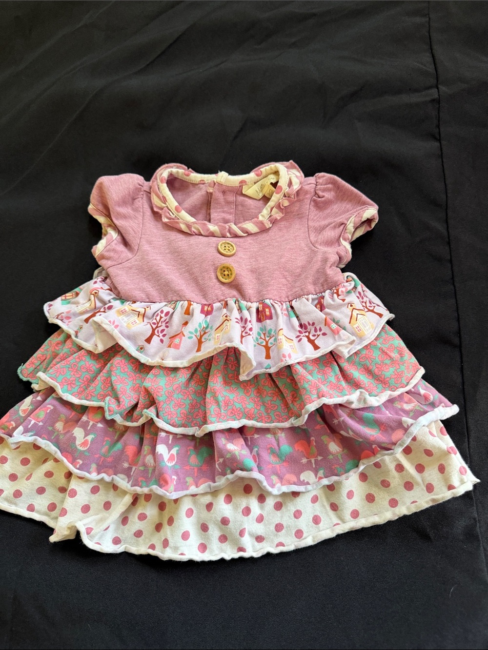 Matilda Jane Pink Ruffle Tiered Dress with Woodland & Polka Dot Layers